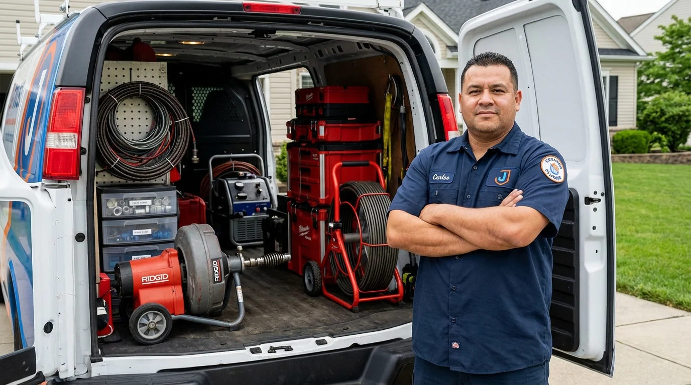 Professional drain cleaning equipment and Johns Plumbing LLC plumber in Lecompte