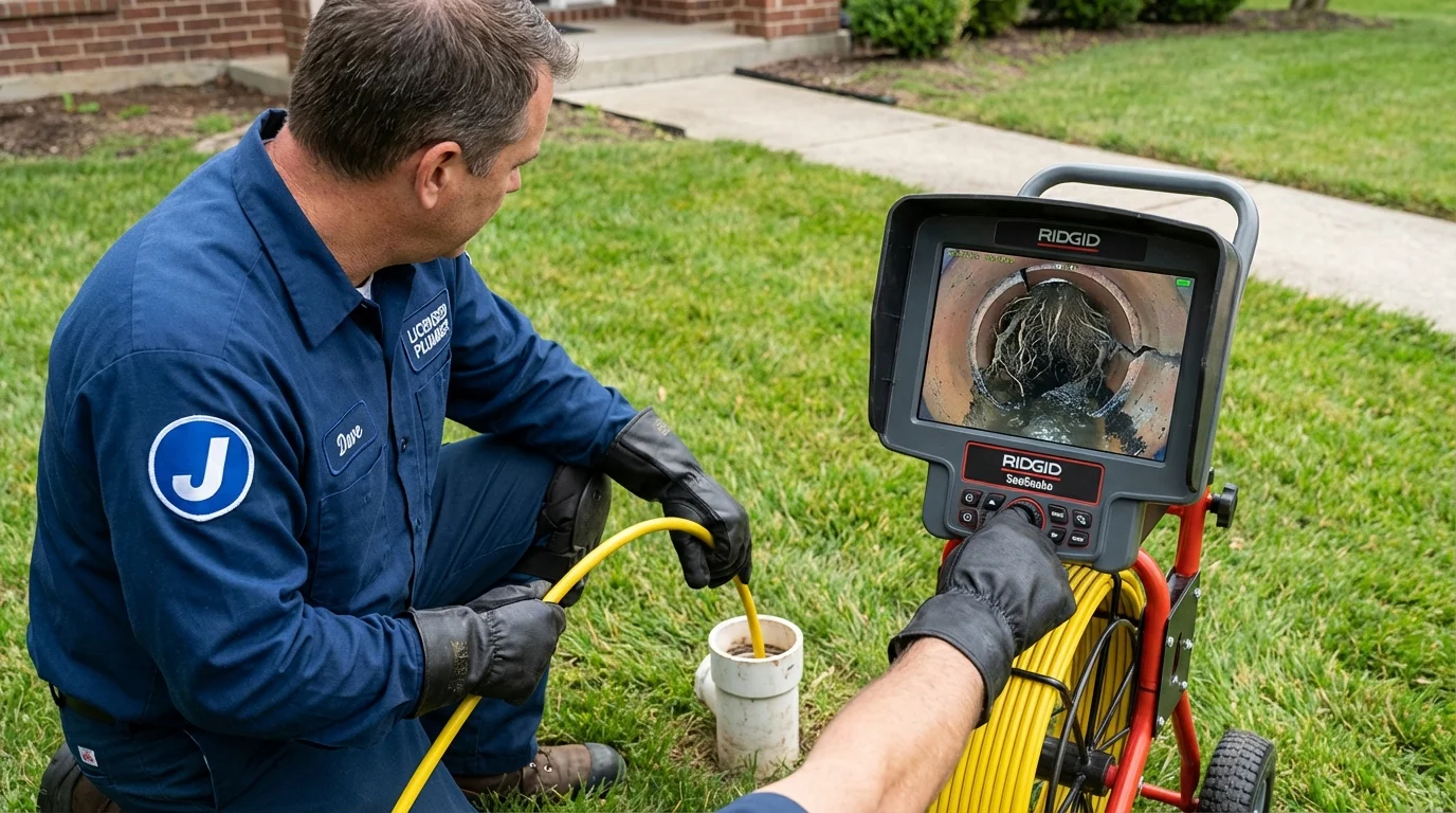 Sewer camera inspection being performed by Johns Plumbing LLC in Lecompte